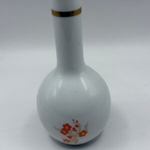 Floral Orange & White Vase Gold Accent Vase Mikasa Japan